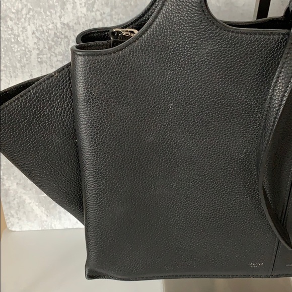 Celine small tri fold black leather hand bag ties - Picture 5 of 11